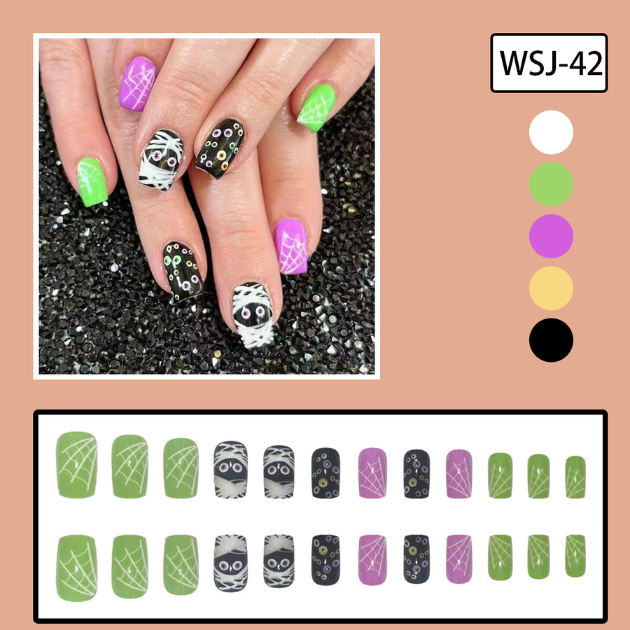 No.AW108 Halloween Purple Fingernails Patch 24pcs/Set