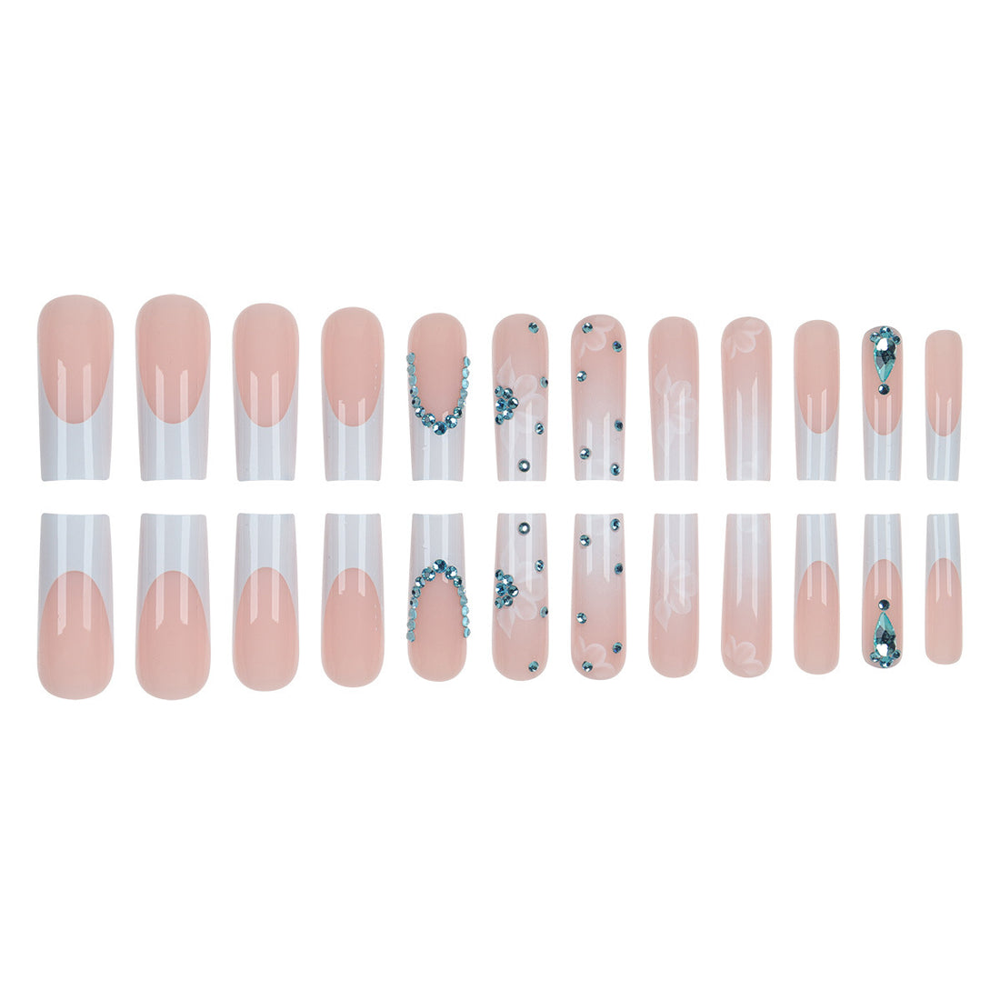 No.F542 Pink Long Fingernails Patch 24pcs/Set