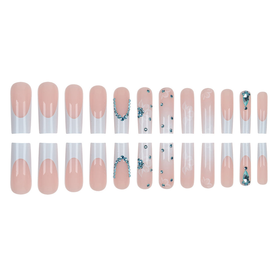 No.F542 Pink Long Fingernails Patch 24pcs/Set