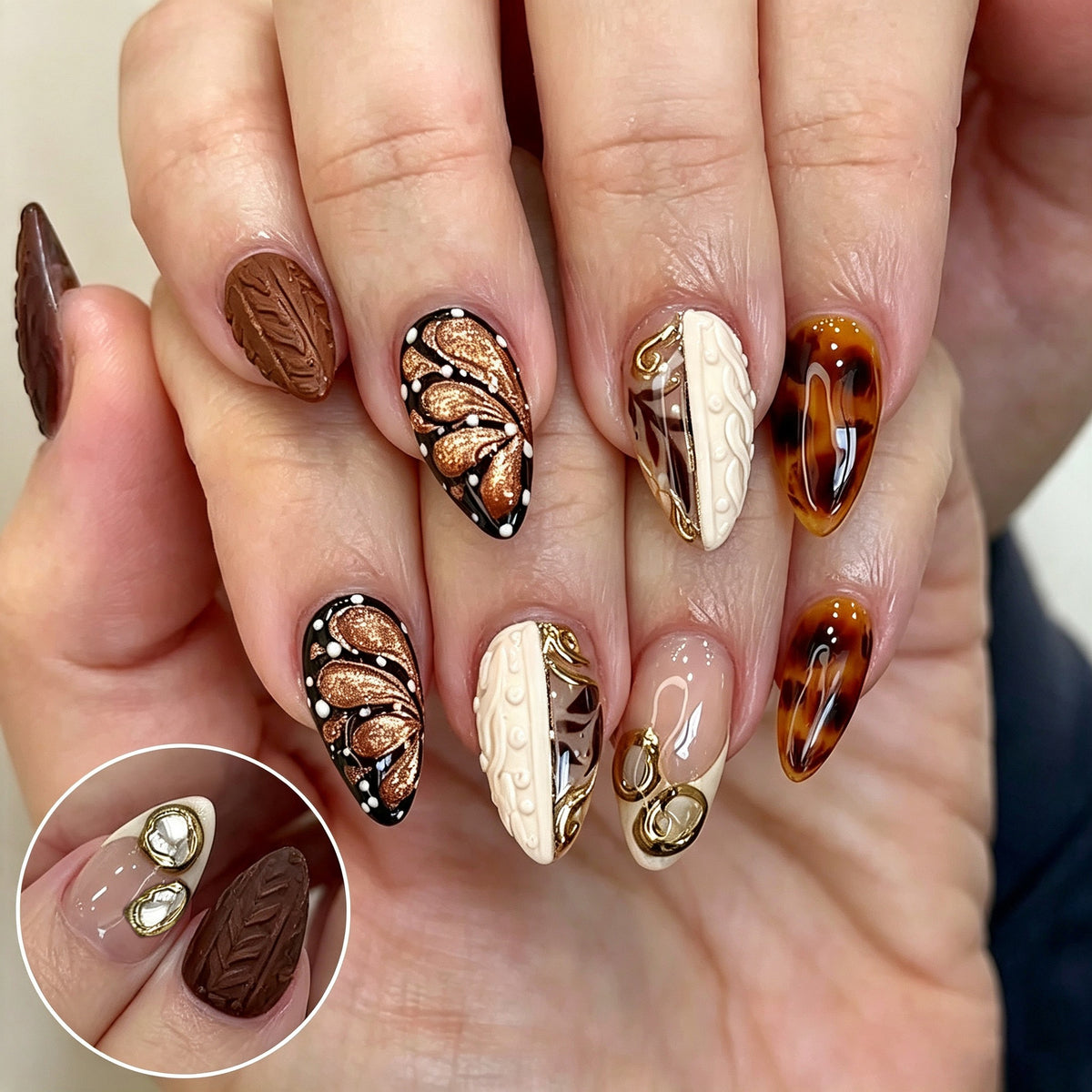 No.F822 Brown Butterfly Fingernails Patch 30pcs/Set