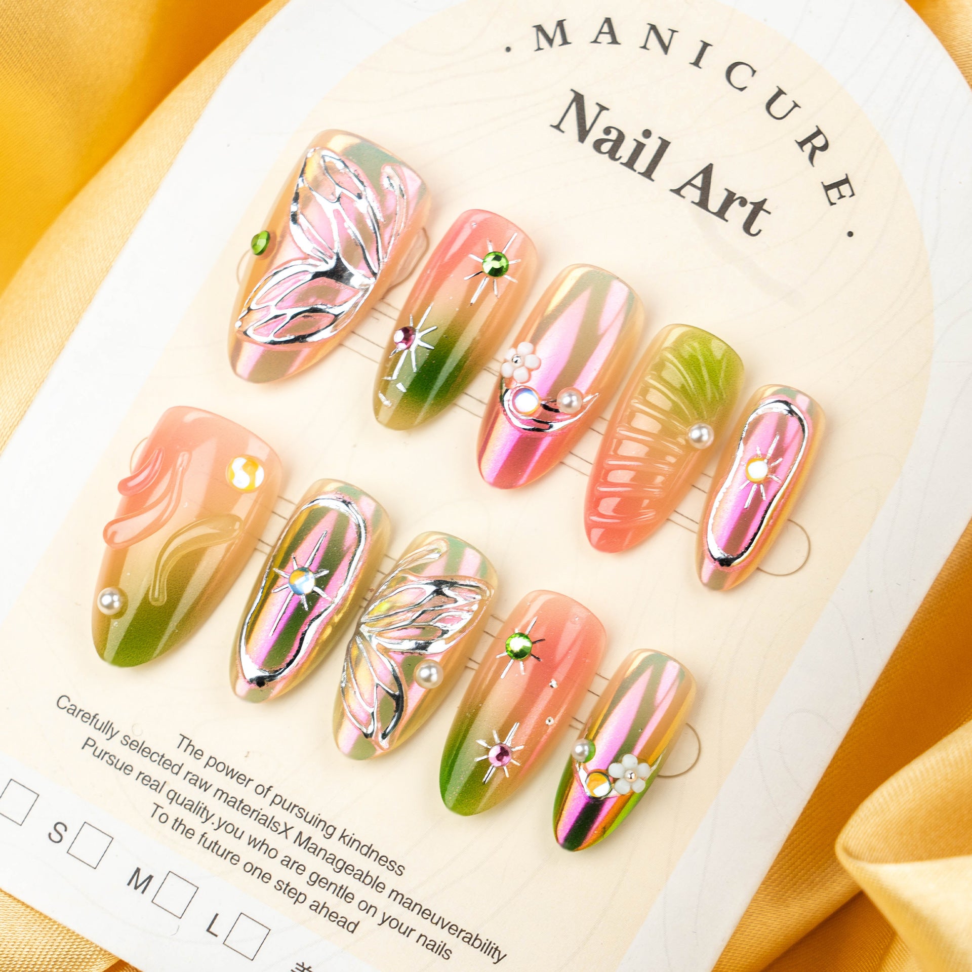 No.F837 Butterfly Flowers Fingernails Patch 24pcs/Set