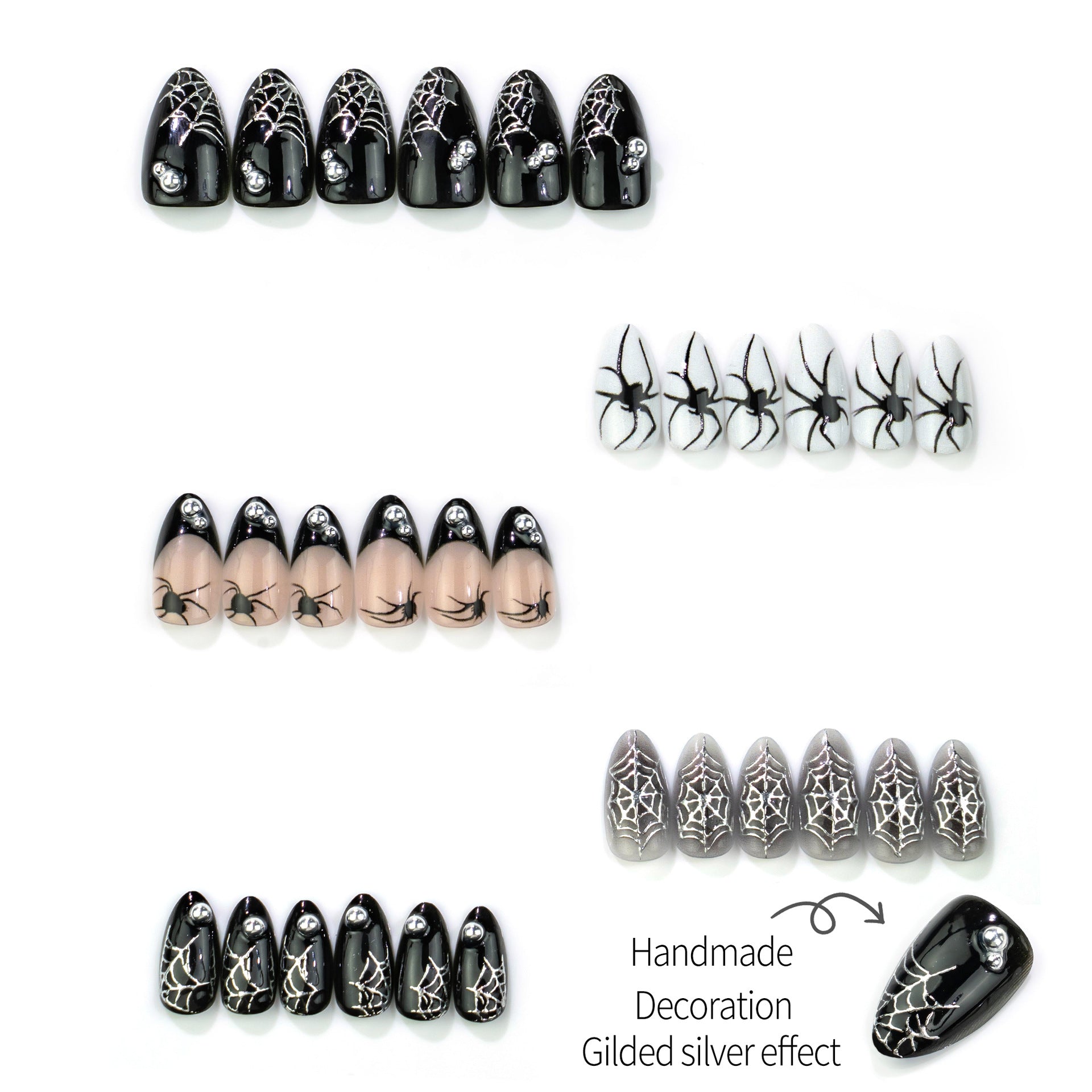No.AW212 Halloween Black Fingernails Patch 24pcs/Set
