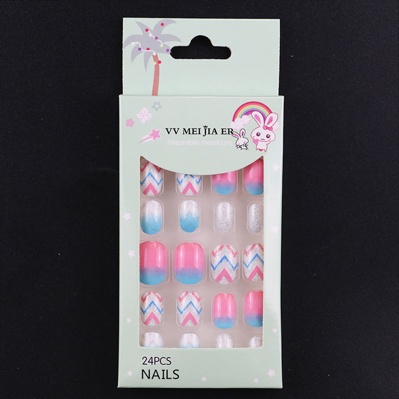 No.KD6 Cute Mini Kids Press on Fingernails 24pcs/Set