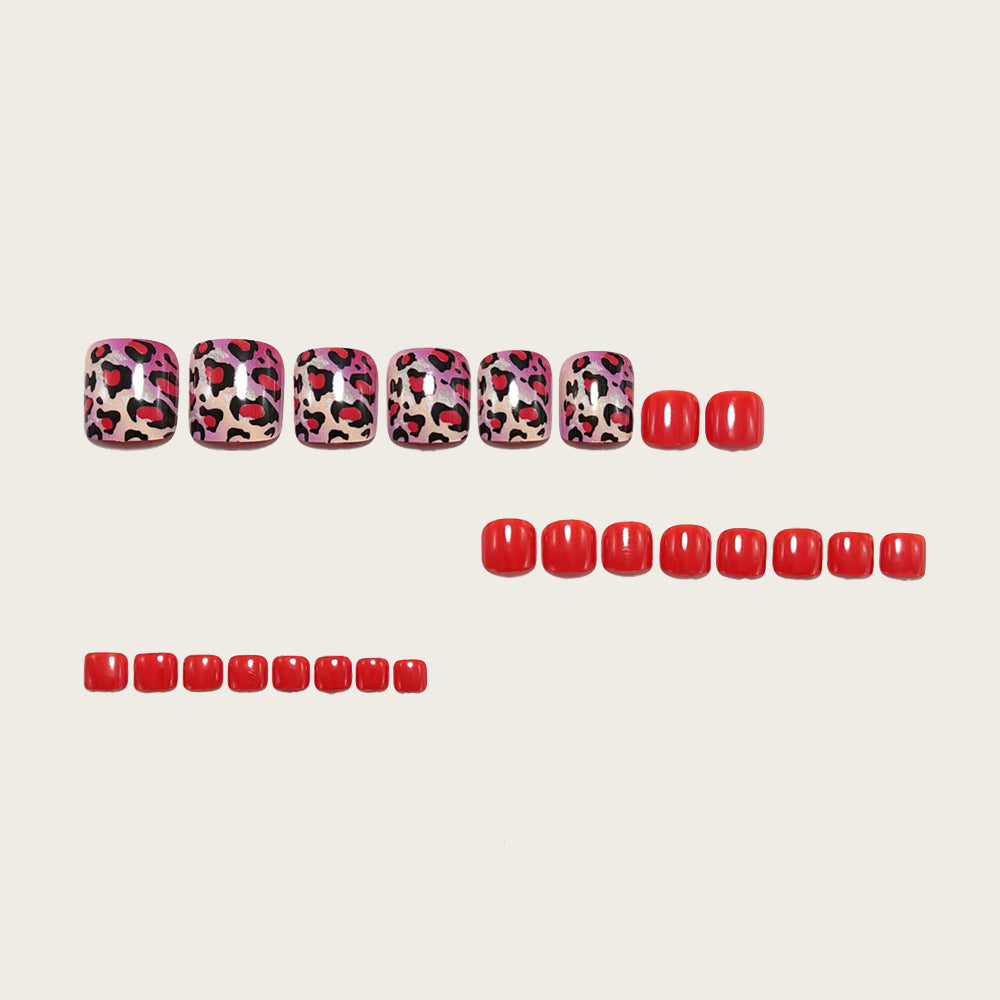 No.705 Leopard Heart Toenails Patch 24pcs/Set
