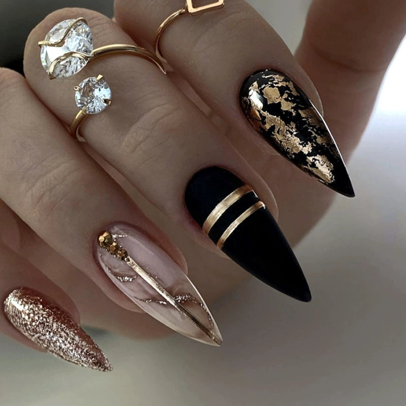 No.F334 Black Fingernails Patch 24pcs/Set