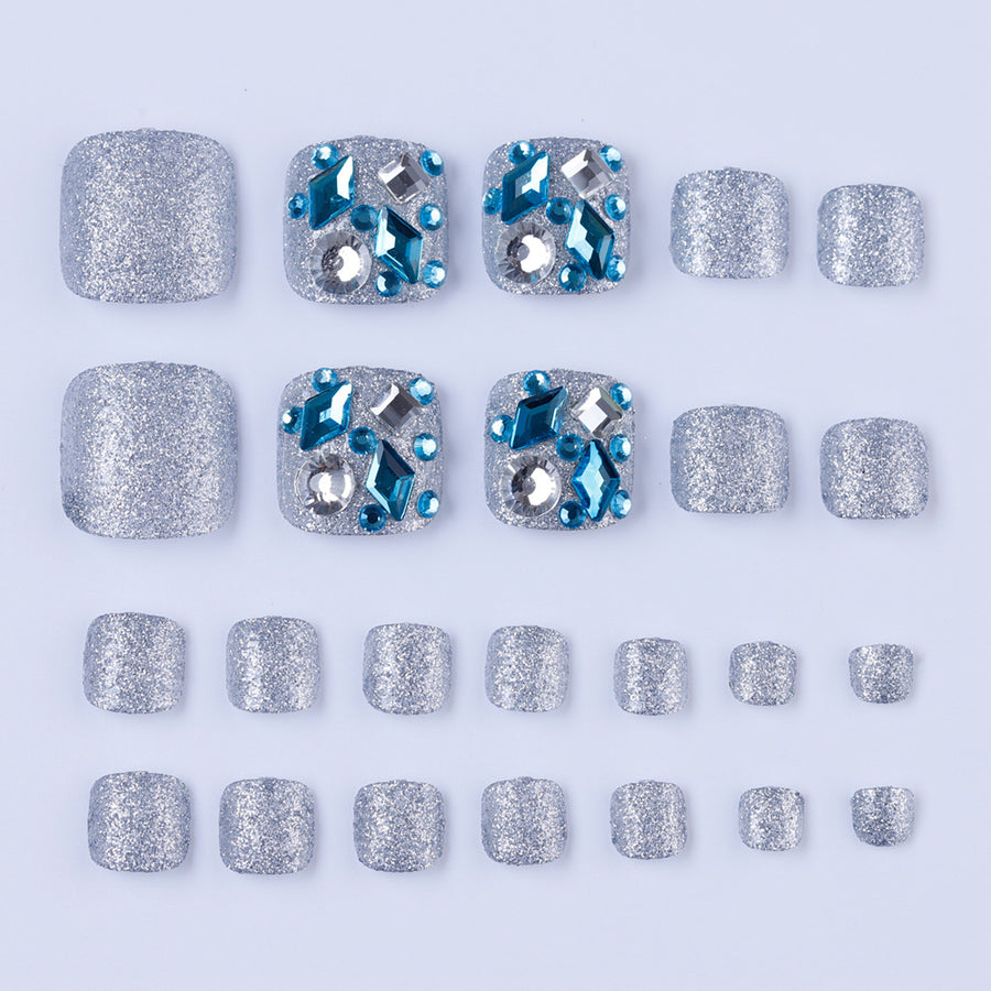 No.129 Fashion Glitter Rhinestone Toenails 24pcs/Set