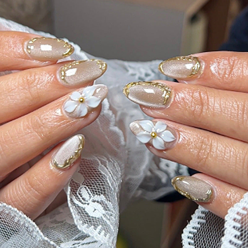 No.F605 Almond Cat's Eye Fingernails Patch 30pcs/Set