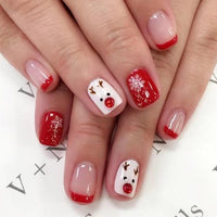 No.CM26 Christmas Snowflake Deer Fingernails Patch 24pcs/Set