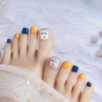 Color-blocked Flowers Toenail 24pcs/Set