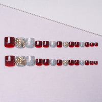 No.195 Red Glitter Toenails Patch 24pcs/Set