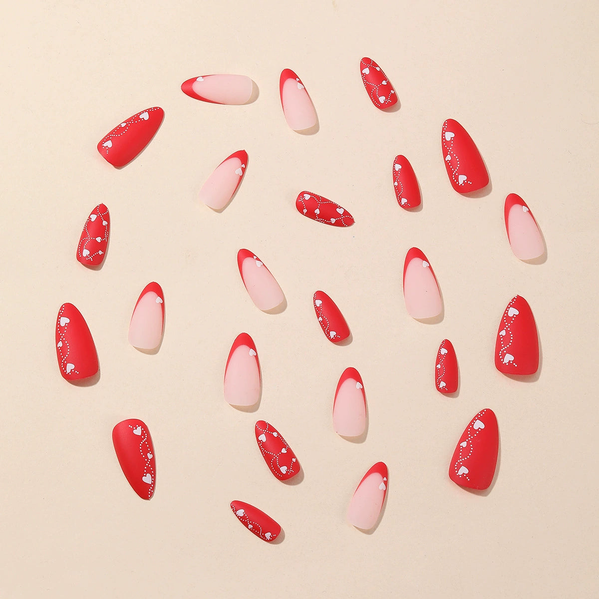 No.VN46 Red Love Fingernails Patch 24pcs/Set