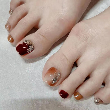 No.561 Wine Red Toenails Patch 24pcs/Set