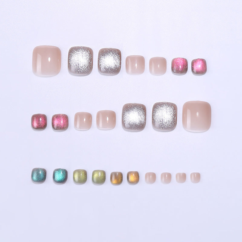 Juego de uñas para pedicura ojo de gato multicolor