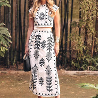 Print Cropped Short Sleeve Skirt Sets