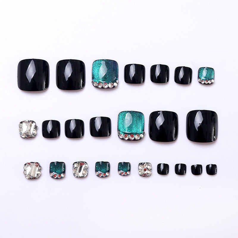 9D Galaxy Blue Cat Eye Toenail 24pcs/Set