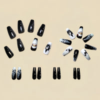 No.CM87 Christmas Black Snowflake Fingernails Patch 24pcs/Set