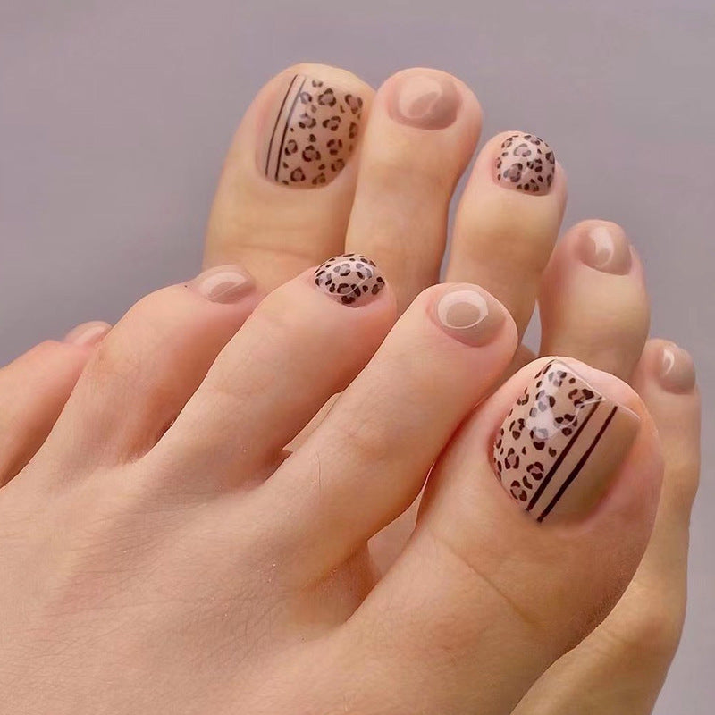 No.216 Light Brown Leopard Print Toenails Patch 24pcs/Set