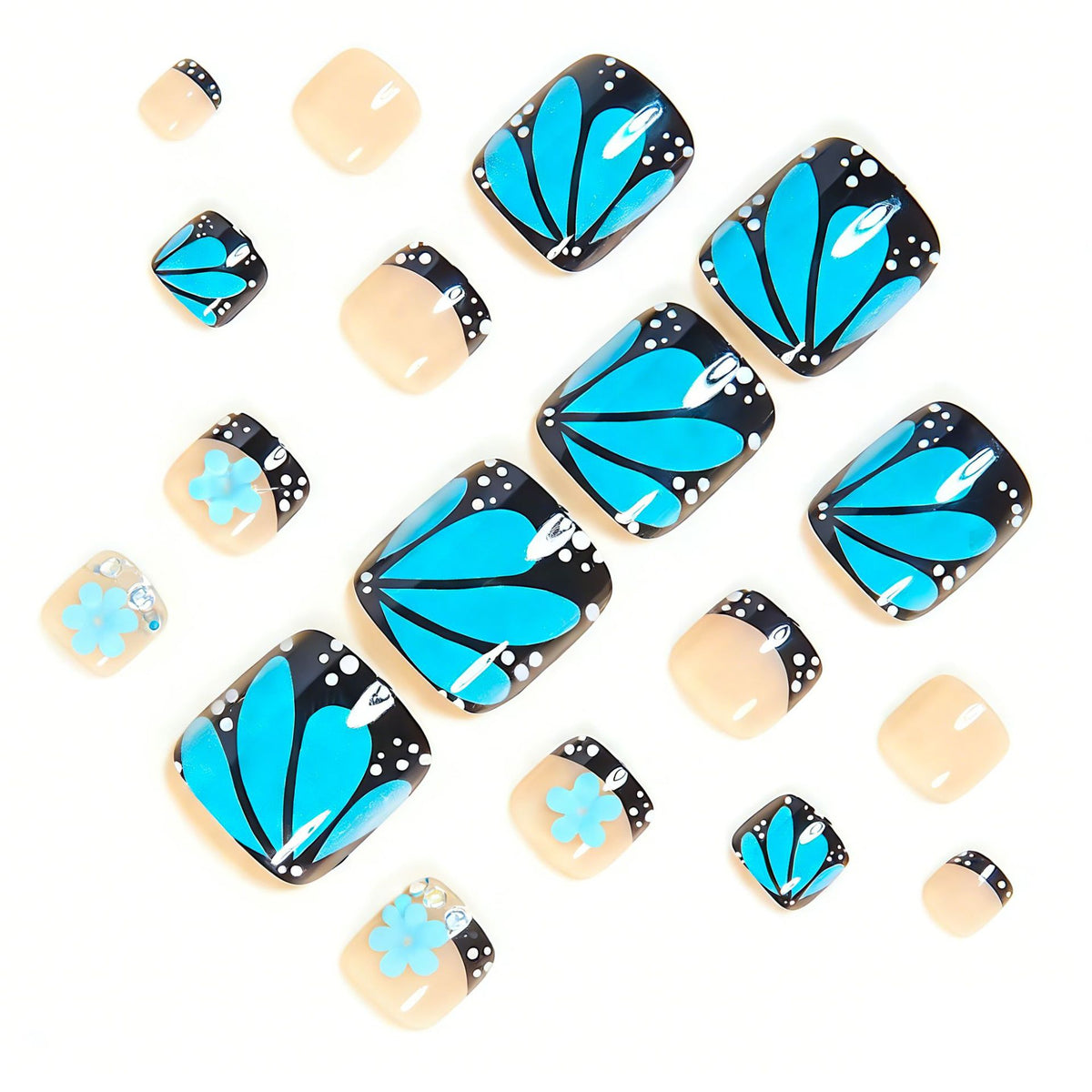 No.739 Blue Butterfly Toenails Patch 24pcs/Set