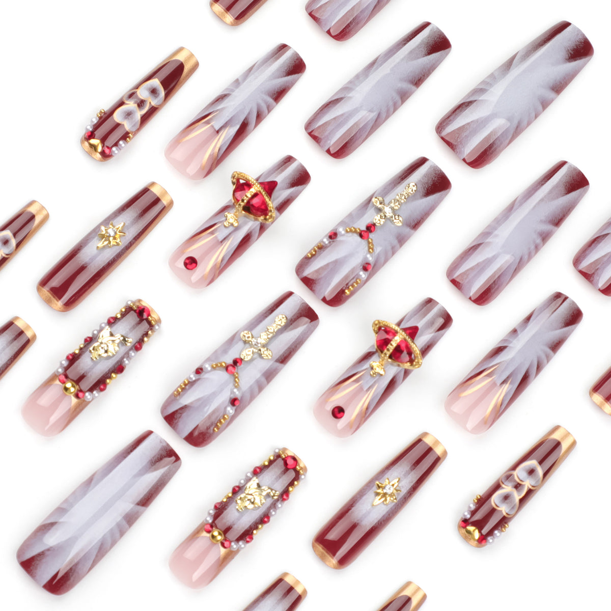 No.F353 Flash Diamond Fingernails Patch 24pcs/Set
