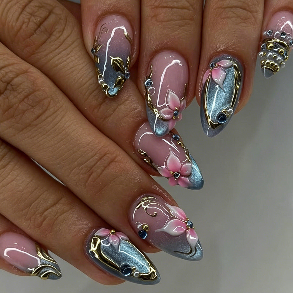 No.F719 Flower Fingernails Patch 24pcs/Set