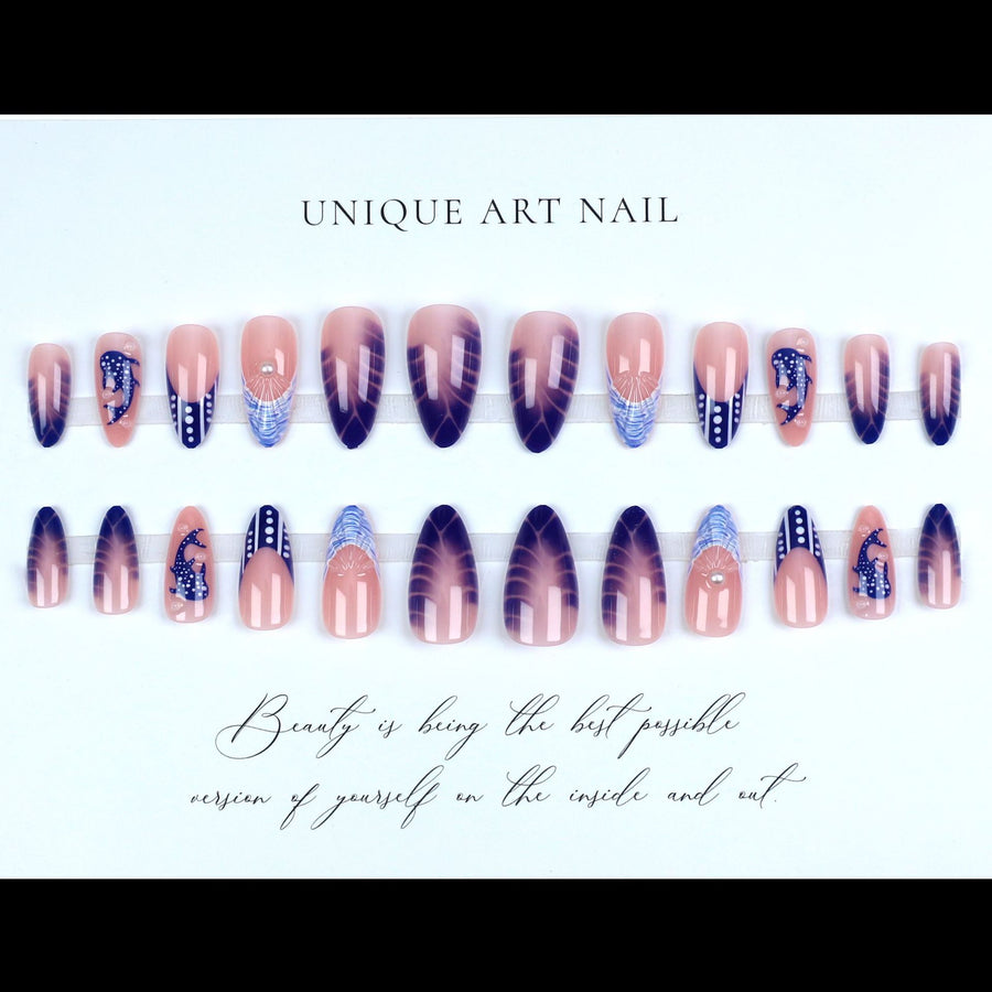No.F484 Blue Fingernails Patch 24pcs/Set