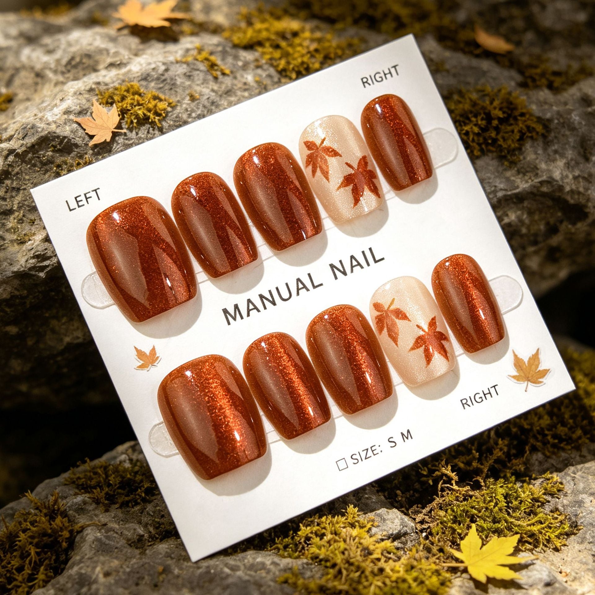 No.F851 Brown Cat's Eye Fingernails Patch 30pcs/Set