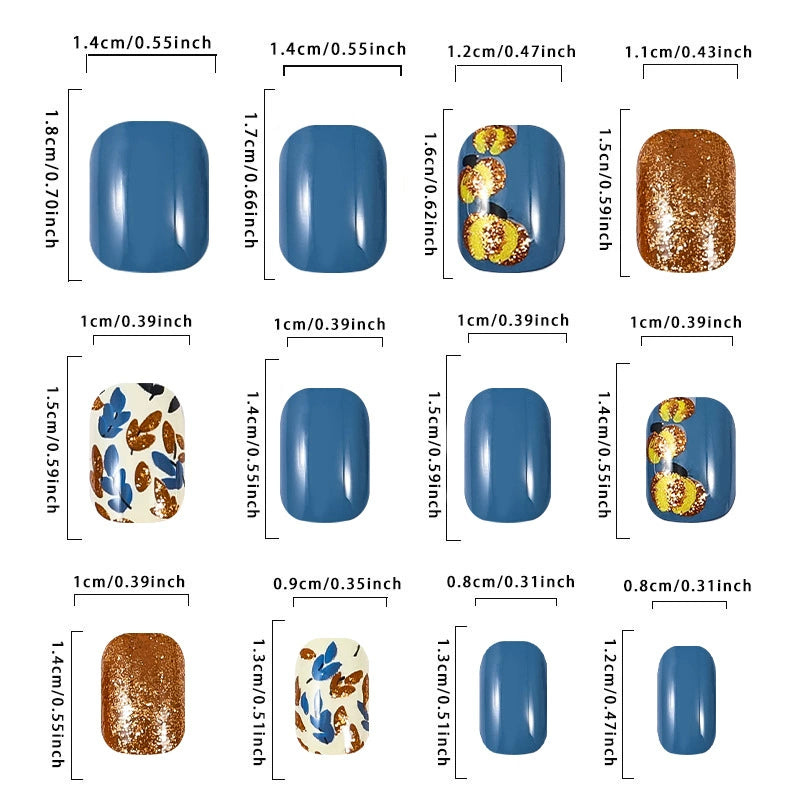 No.F260 Pumpkin Leaves Fingernails Patch 24pcs/Set