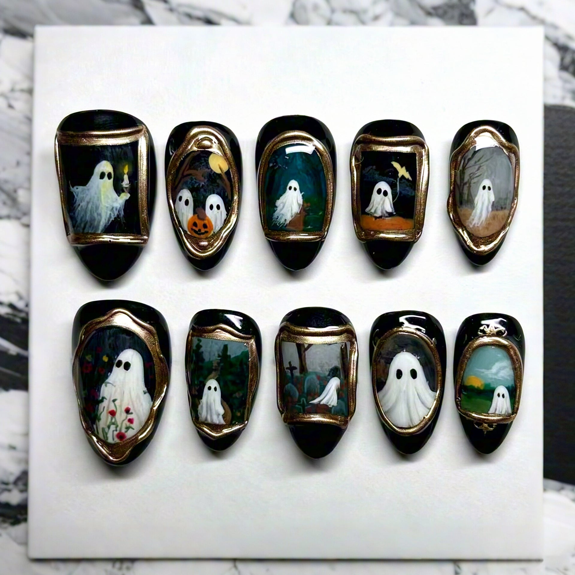 No.AW185 Halloween Dark Fingernails Patch 24pcs/Set