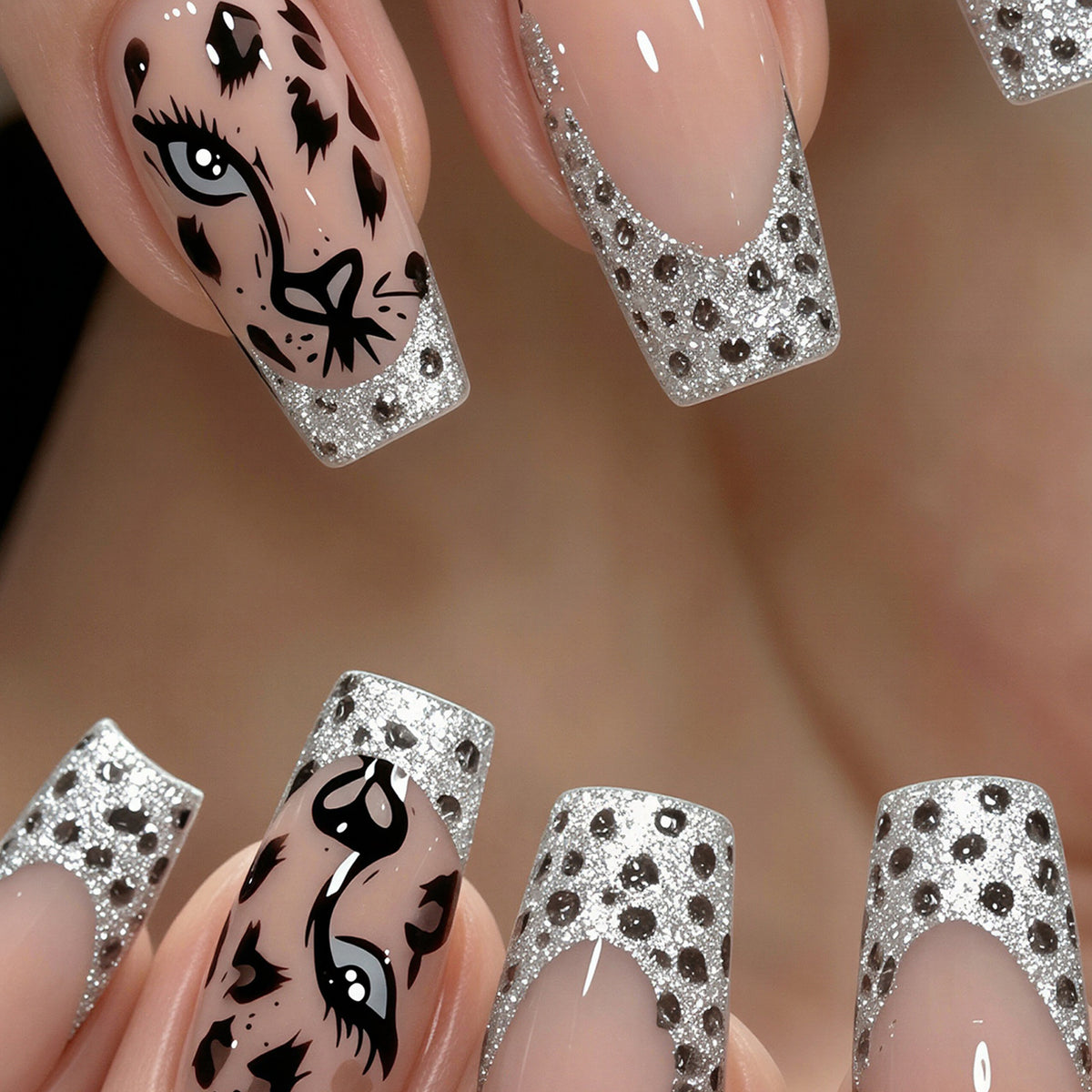 No.F842 Leopard Fingernails Patch 24pcs/Set