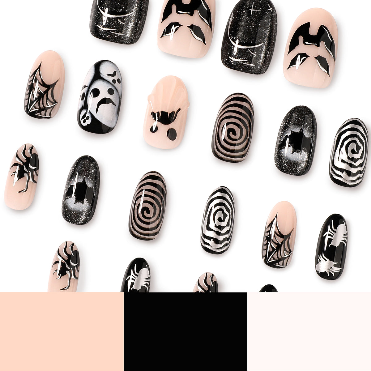 No.AW211 Halloween Black Cat's Eye Fingernails Patch 24pcs/Set