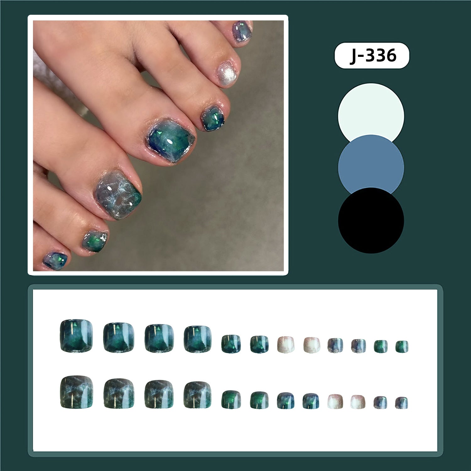 No.821 Blue Toenails Patch 24pcs/Set