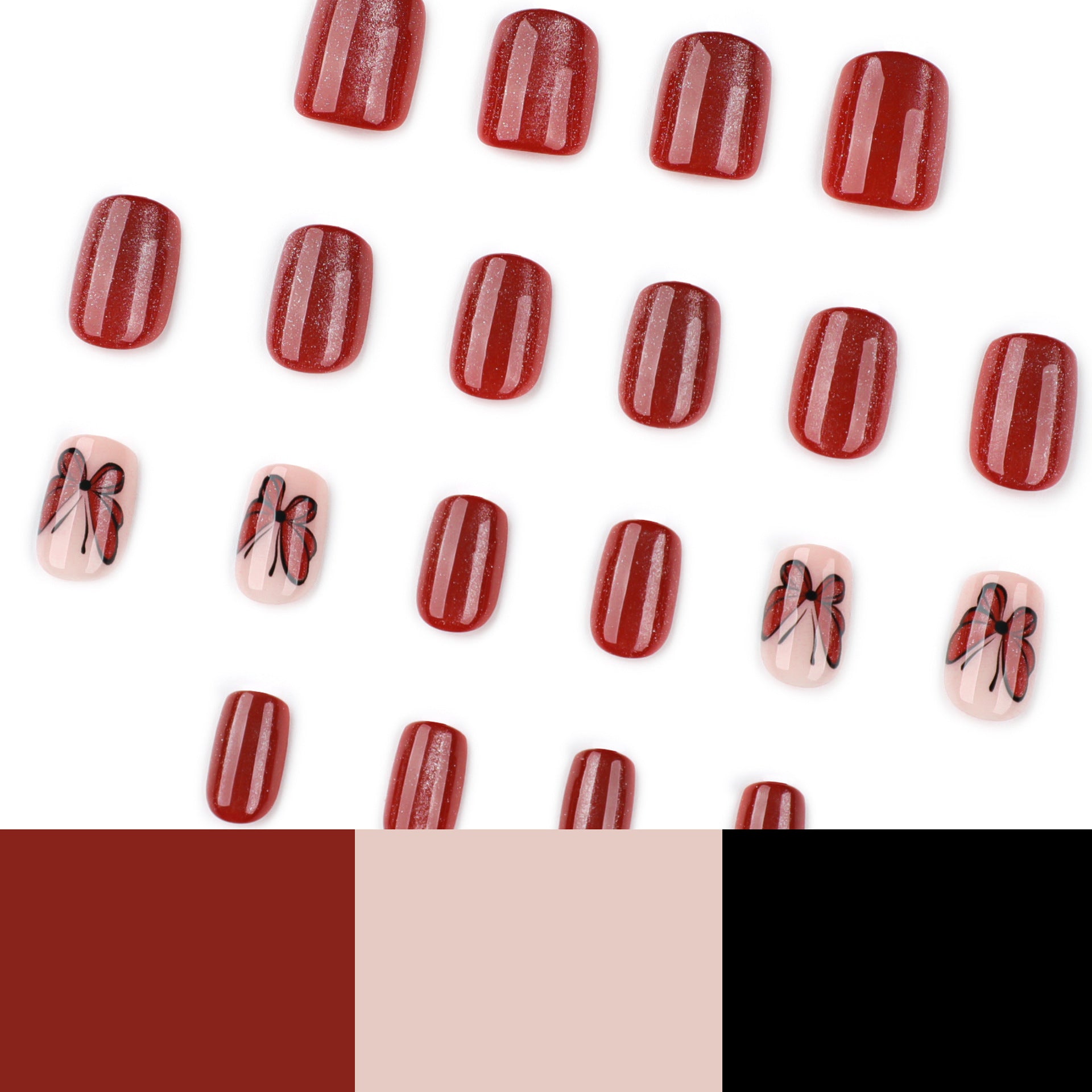 No.F513 Red Cat's Eye Fingernails Patch 24pcs/Set