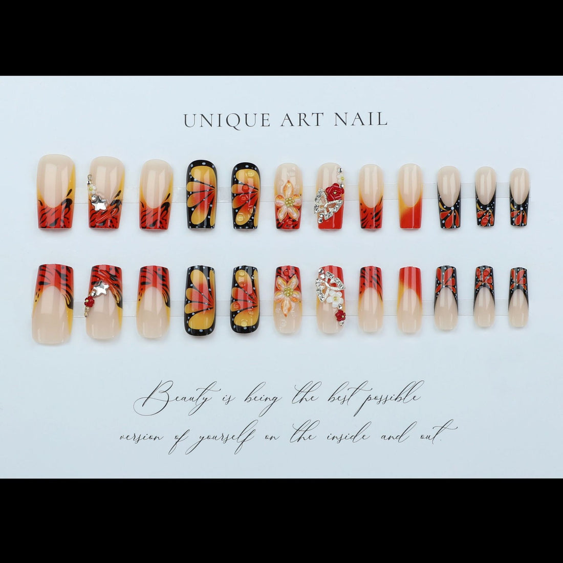 No.F480 Butterfly Sparkle Fingernails Patch 24pcs/Set