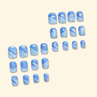 No.F14 Blue&White Gradient Fingernails Patch 24pcs/Set