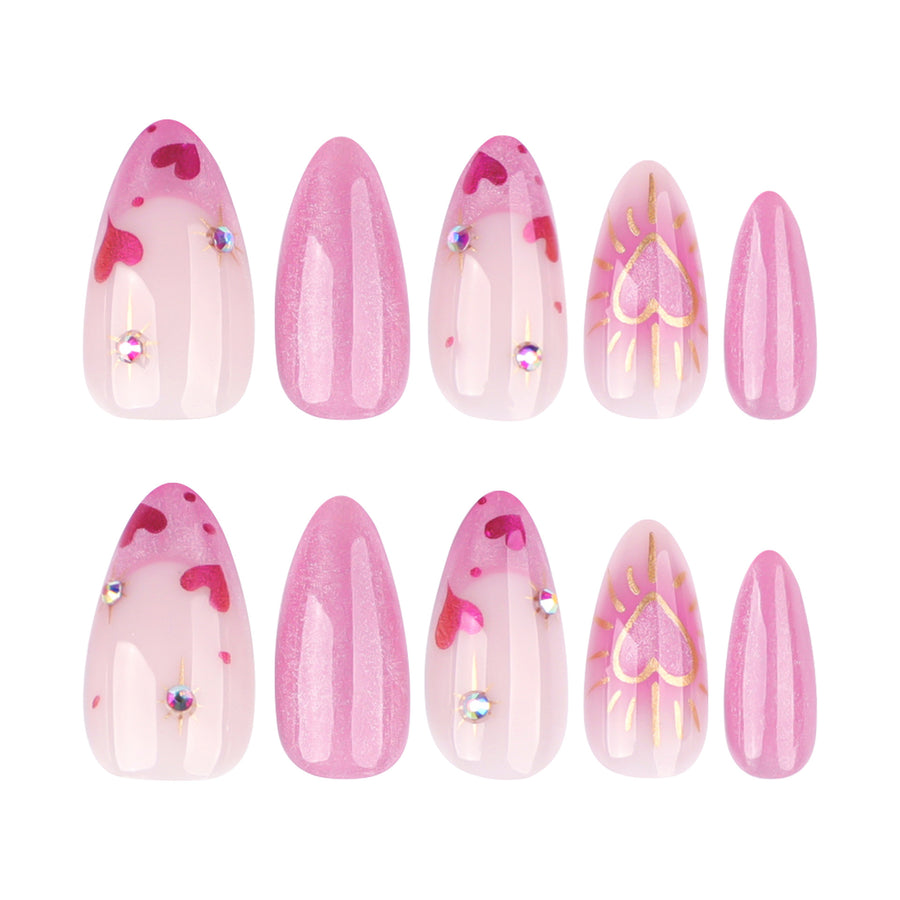 No.F526 Pink Cat's eye Fingernails Patch 24pcs/Set