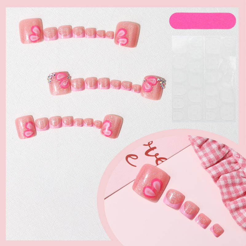 No.802 Pink Flower Toenails Patch 24pcs/Set