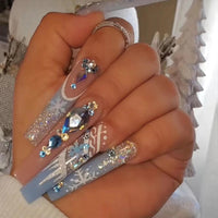 No.CM20 Christmas Snowflake Glitter Blue Fingernails Patch 24pcs/Set