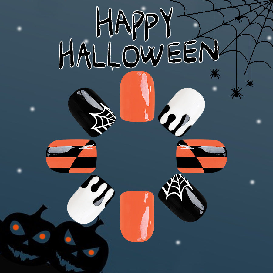 No.AW59 Halloween Orange Fingernails Patch 24pcs/Set