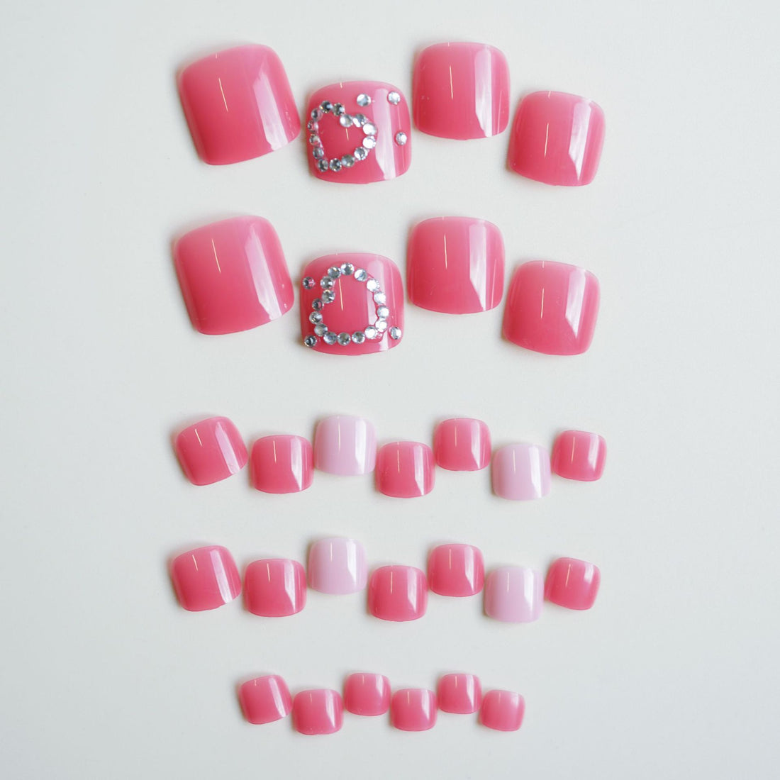 No.553 Rose Pink Glitter Toenails Patch 24pcs/Set