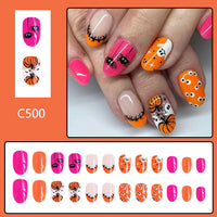 No.AW39 Halloween Pumpkin Orange Fingernails Patch 24pcs/Set