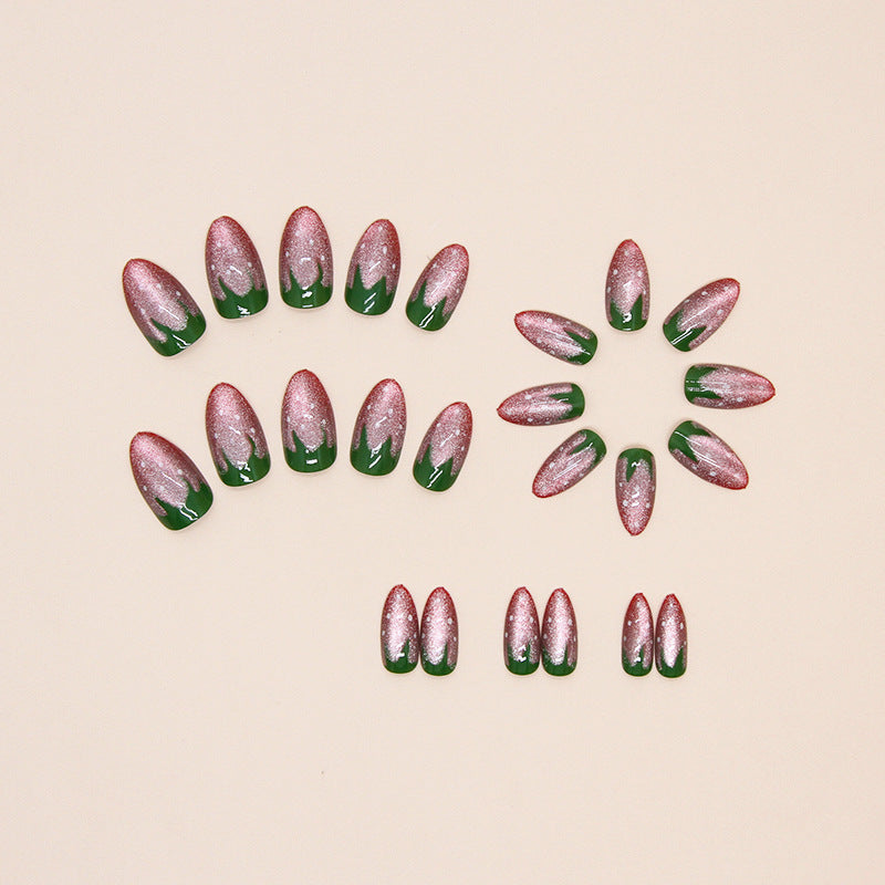 No.F360 Strawberry Cat's Eye Fingernails Patch 24pcs/Set