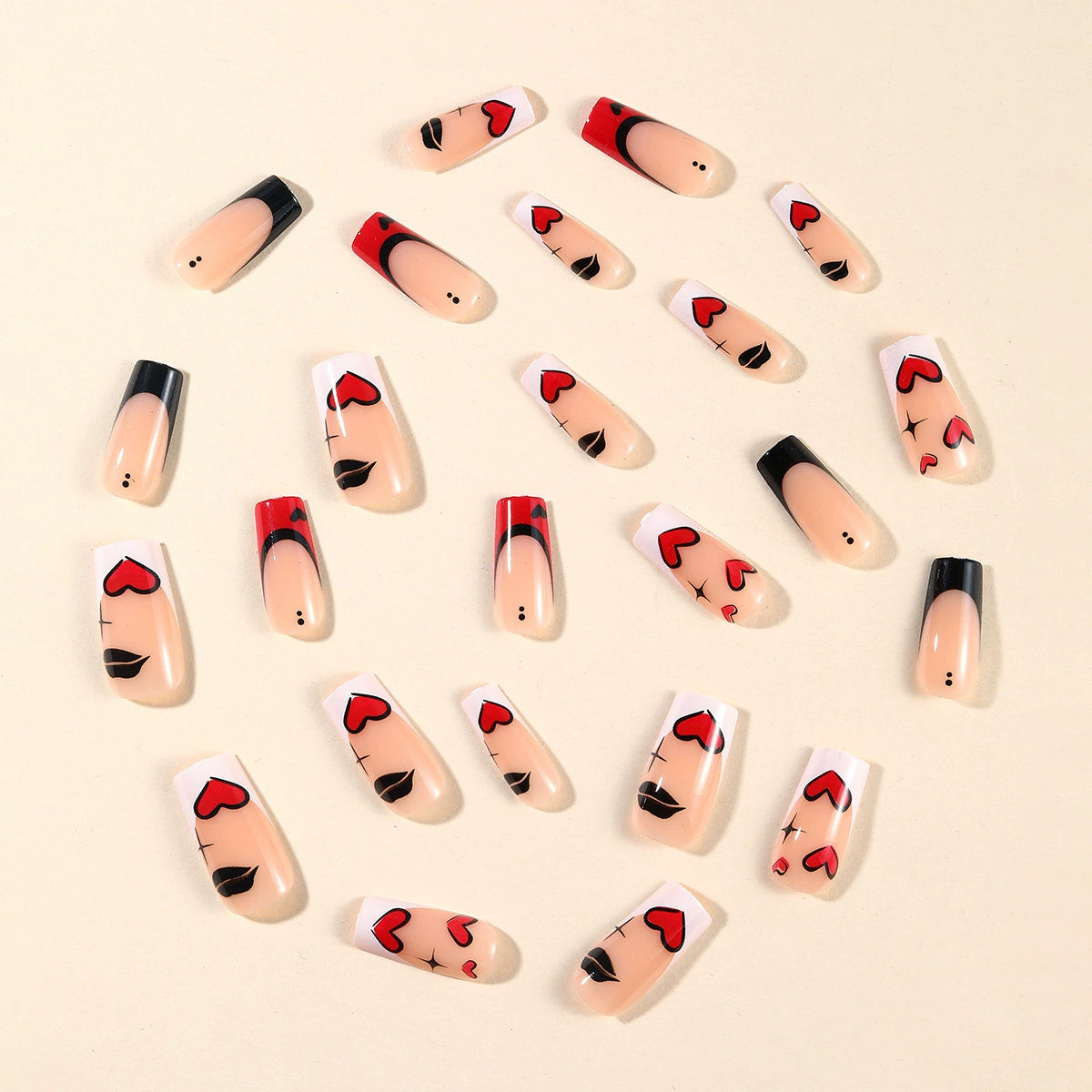 No.VN61 Love Lip Print Fingernails Patch 24pcs/Set