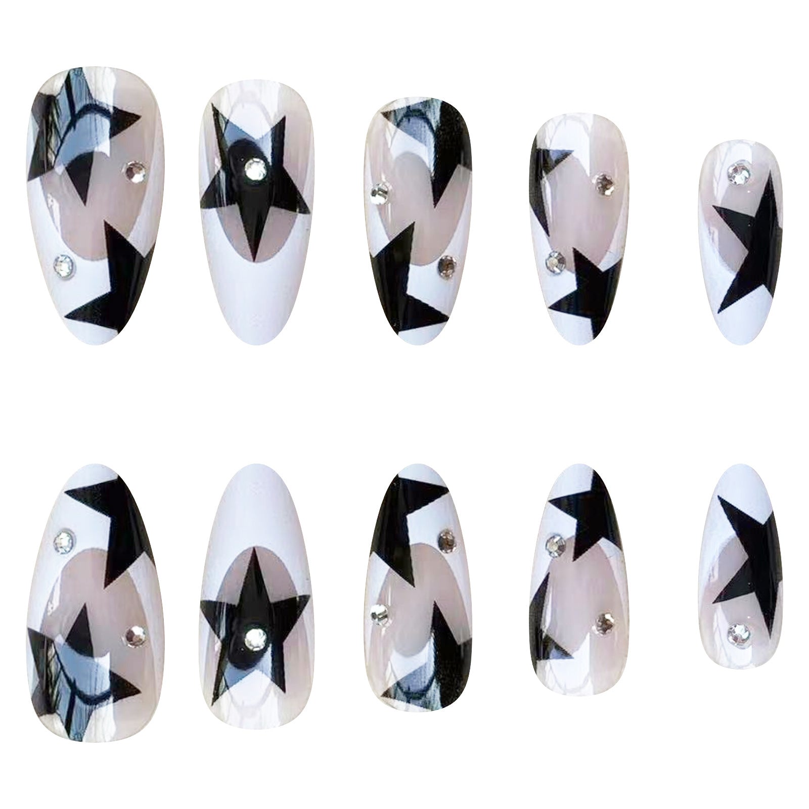 No.F140 Black Rhinestones Fingernails Patch 24pcs/Set