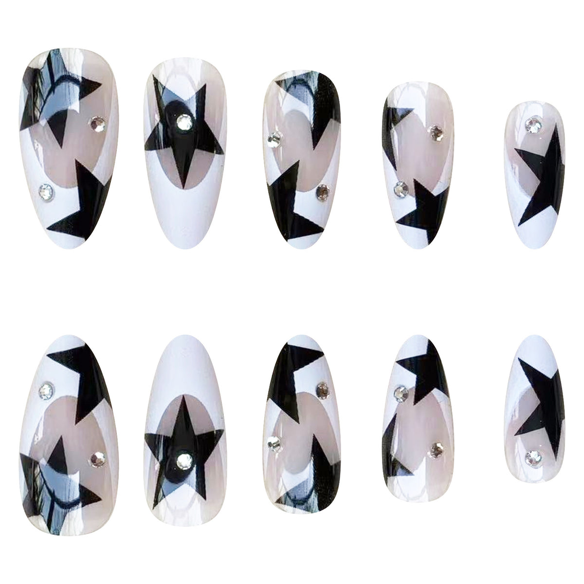 No.F140 Black Rhinestones Fingernails Patch 24pcs/Set