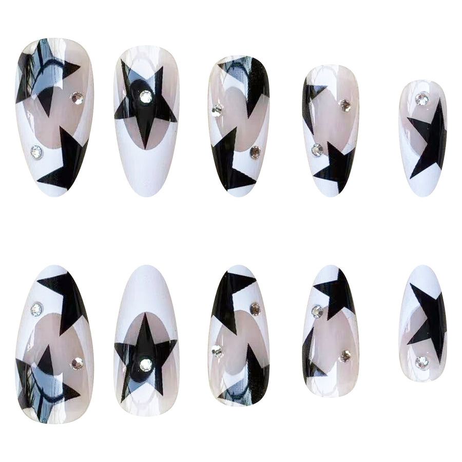 No.F140 Black Rhinestones Fingernails Patch 24pcs/Set