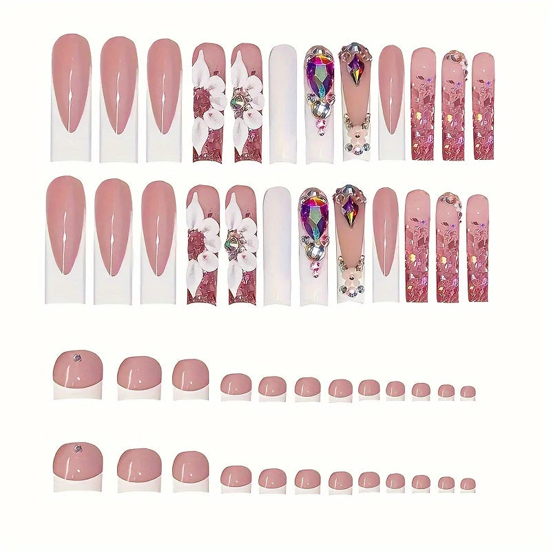No.PSN196 Sweet Flower Hand & Toe Pair Set-48pcs