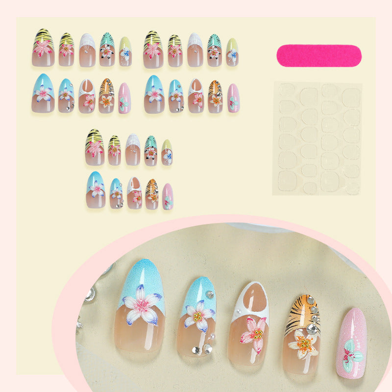 No.F408 Painted Flowers Fingernails Patch 24pcs/Set