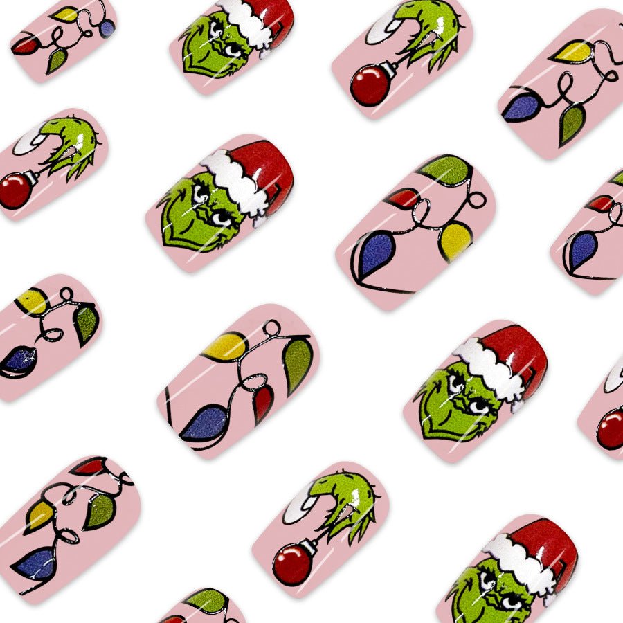 No.CM46 Christmas Colorful Fingernails Patch 24pcs/Set