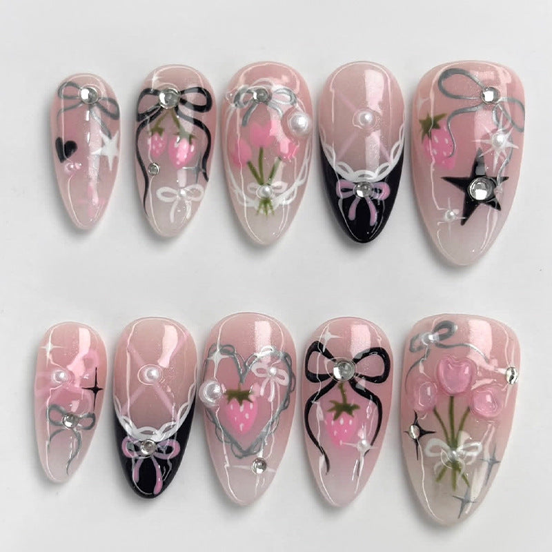 No.F604 Bow Cat's Eye Fingernails Patch 24pcs/Set