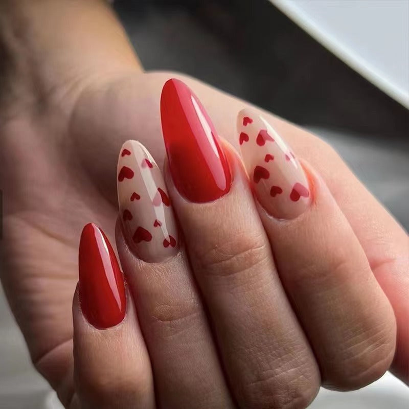 No.VN74 Valentine’s Red Love Press-On Nails Set (24 Pcs)